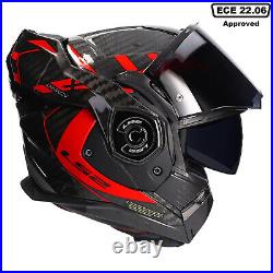 Ls2 Ff901 Advant X Carbon Fibre Modular Flip Front Motorcycle Helmet Future Red