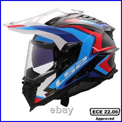 Ls2 Mx701 Explorer C Carbon Adventure Motorcycle Dvs Helmet Frontier II Blue New