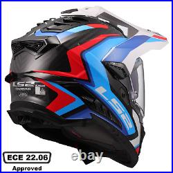 Ls2 Mx701 Explorer C Carbon Adventure Motorcycle Dvs Helmet Frontier II Blue New