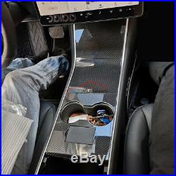 Matte Carbon Fiber For Tesla Model 3 Interior Gear Shift Cup Holder Cover Trim