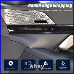 Matte Carbon Fiber Front Door Interior Panel Trim Cover For BMW 5 Series 2024+