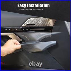 Matte Carbon Fiber Front Door Interior Panel Trim Cover For BMW 5 Series 2024+
