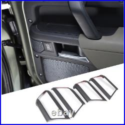 Matte Real Carbon Fiber Interior Door Handle Cover Trim For LR Defender 110 20+