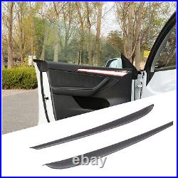 Matte Real Carbon Fiber Interior Door Panel Trim Cover Fit Tesla Model 3 Y 21-22
