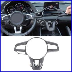 Matte Real Carbon Fiber Interior Steering Wheel Cover Trim For Mazda MX-5 2016+