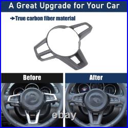 Matte Real Carbon Fiber Interior Steering Wheel Cover Trim For Mazda MX-5 2016+