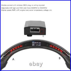 NEW Real Carbon Fiber LED Display Steering Whee Frame For BMW M3 E90 E92 E93 6AT