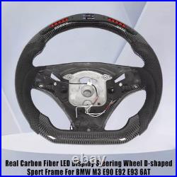 NEW Real Carbon Fiber LED Display Steering Whee Frame For BMW M3 E90 E92 E93 6AT