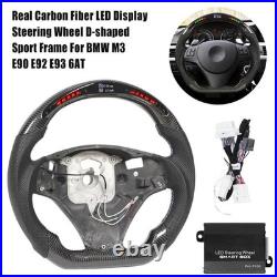 NEW Real Carbon Fiber LED Display Steering Whee Frame For BMW M3 E90 E92 E93 6AT