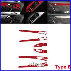 RHD Carbon Fiber Interior Door Decal Cover Trim For Benz C-CLASS W203 Type B Red