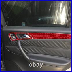 RHD Carbon Fiber Interior Door Decal Cover Trim For Benz C-CLASS W203 Type B Red