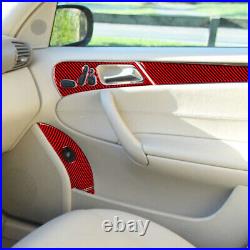 RHD Carbon Fiber Interior Door Decal Cover Trim For Benz C-CLASS W203 Type B Red