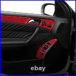 RHD Carbon Fiber Interior Door Decal Cover Trim For Benz C-CLASS W203 Type B Red