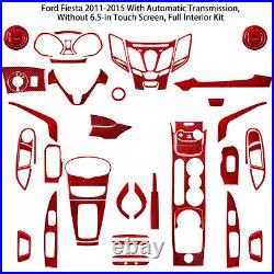 RHD Red Carbon Fiber Interior Full Stickers Cover Trim For Ford Fiesta 2011-2015