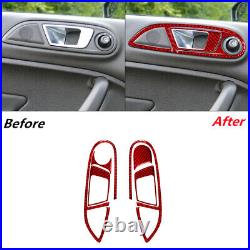 RHD Red Carbon Fiber Interior Full Stickers Cover Trim For Ford Fiesta 2011-2015