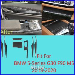 Real Carbon Fiber 7PCS Interior Kit Cover For BMW 5-Series G30 F90 M5 2018-2020