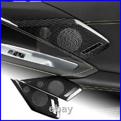 Real Carbon Fiber Inner Door Speaker Panel Cover For Chevrolet Corvette C8 2020+