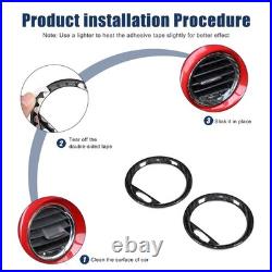 Real Carbon Fiber Interior Dash Side Air Vent Trim For Fiat 500 / Abarth 2008-15