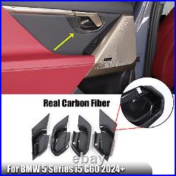 Real Carbon Fiber Interior Door Bowl Trim Cover For BMW 5 Series i5 G60 2024+