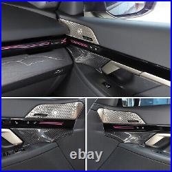 Real Carbon Fiber Interior Door Handle Panel Cover Trim For BMW 5 Series 2024+