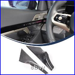 Real Carbon Fiber Interior Door Handle Panel Cover Trim For BMW 5 Series 2024+