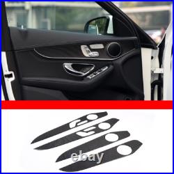 Real Carbon Fiber Interior Door Panel Trim For Benz C GLC Class W205 2014-2020