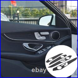 Real Carbon Fiber Interior Door Panel Trim For Benz C GLC Class W205 2014-2020