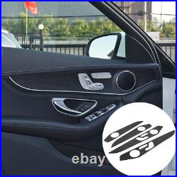 Real Carbon Fiber Interior Door Panel Trim For Benz C GLC Class W205 2014-2020