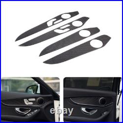 Real Carbon Fiber Interior Door Panel Trim For Benz C GLC Class W205 2014-2020