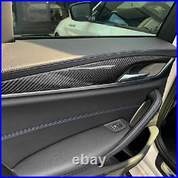 Real Carbon Fiber Interior Door Trim For BMW 5 Series Black 2018-2020 New 4PCS