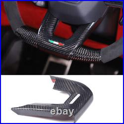 Real Carbon Fiber Steering Wheel Logo Cover Trim Set For Lamborghini Urus 18-23