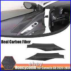 Real Honeycomb Carbon Fiber Interior Door Panel Trim Cover For Corvette C8 20-24