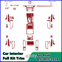 Red Carbon Fiber Car Interior Full Kit Trim For Audi Q5 2021-2024