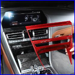 Red Carbon Fiber Interior CD Panel Decor Cover Trim For BMW 8 Series 2019-22