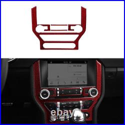 Red Carbon Fiber Interior CD Panel Sticker Cover Trim For Ford Mustang 2015-2019