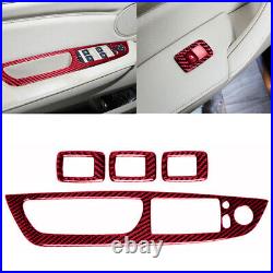 Red Carbon Fiber Interior Decor Cover Trim Fit For BMW X5 E70 X6 E71 08-13