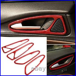 Red Carbon Fiber Interior Door Handle Panel Cover For Alfa Romeo Stelvio 2017-23