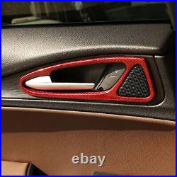 Red Carbon Fiber Interior Door Handle Panel Cover For Alfa Romeo Stelvio 2017-23