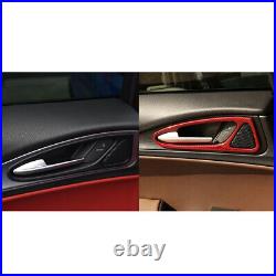 Red Carbon Fiber Interior Door Handle Panel Cover For Alfa Romeo Stelvio 2017-23