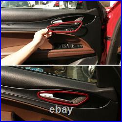 Red Carbon Fiber Interior Door Handle Panel Cover For Alfa Romeo Stelvio 2017-23