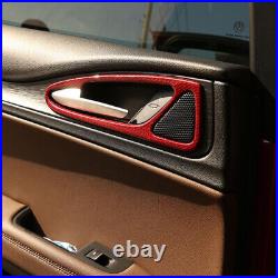 Red Carbon Fiber Interior Door Handle Panel Cover For Alfa Romeo Stelvio 2017-23