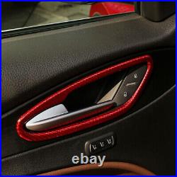 Red Carbon Fiber Interior Door Handle Panel Cover For Alfa Romeo Stelvio 2017-23