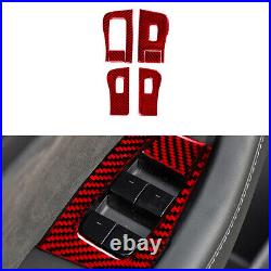 Red Carbon Fiber Interior Full Cover Trim RHD For Tesla Model 3/Y 2017-22 71Pcs