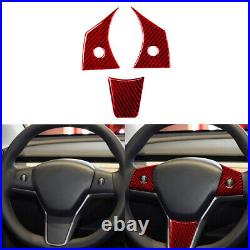 Red Carbon Fiber Interior Full Cover Trim RHD For Tesla Model 3/Y 2017-22 71Pcs