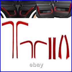 Red Carbon Fiber Interior Full Kit Cover Trim Set For Range Rover