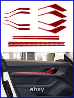 Red Carbon Fiber Interior Full Set Cover Trim For Porsche Taycan 2019-2022 Red Carbon Fiber Interior Full Set Cover Trim For Porsche Taycan 2019-2022