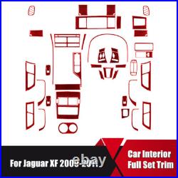 Red Carbon Fiber Interior Full Set Cover Trim Kit For Jaguar XF 2009-2011