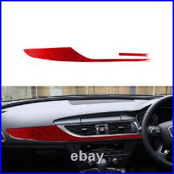 Red Carbon Fiber Interior Full Set Trim Cover Sticker For Audi A6 2012-2018