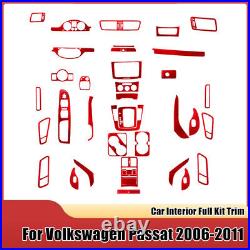 Red Carbon Fiber Interior Full Set Trim Sticker For VW Passat 2006-2010