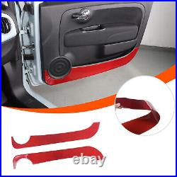 Red Carbon Interior Door Panel Trim Sticker For Fiat 500 Abarth 595 695 2011-19